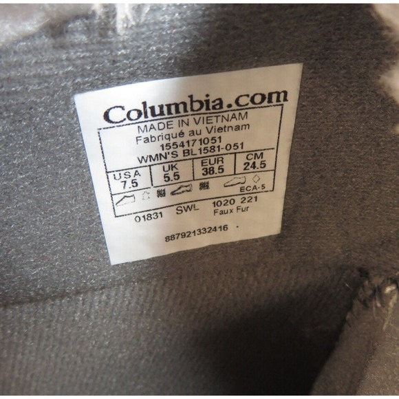Womens Columbia Winter Boots Gray Suede Faux Fur Tops Size 7.5 - Picture 6 of 8